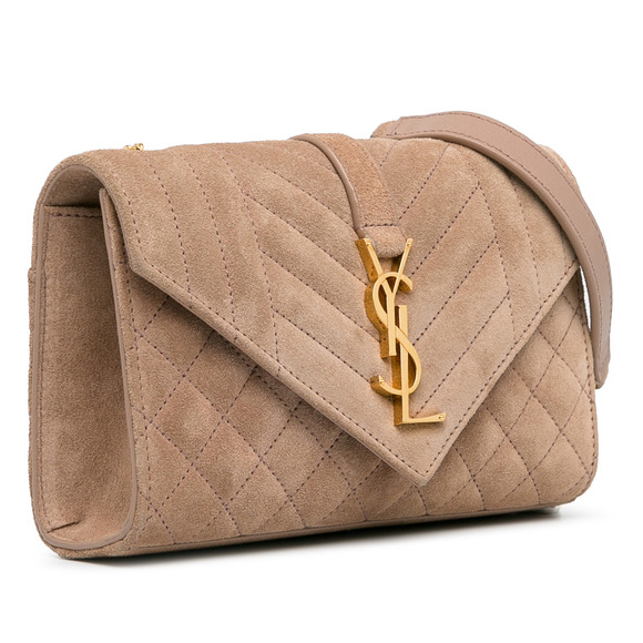 Pre-Loved Saint Laurent Small Quilted Suede Envelope Bag - Picture 2 of 10